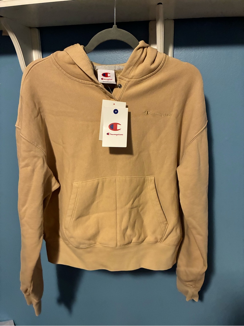 Champion Snap Pullover Hoodie Irish Cream Tan XS NWT